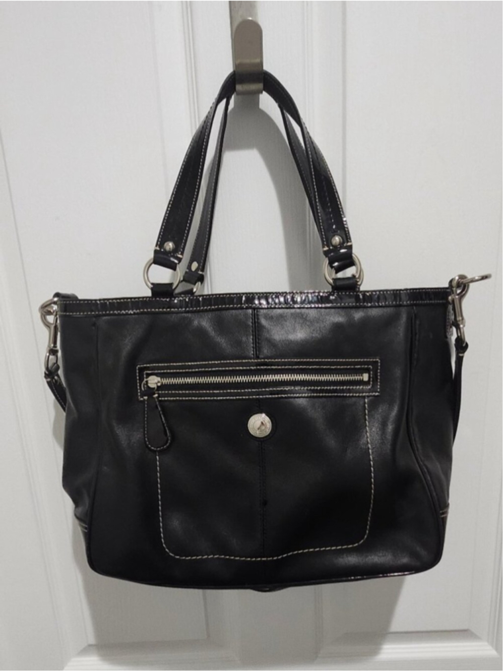 Coach Laura Black Leather Tote Bag Vintage